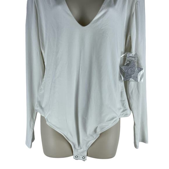 Good American Good Body Power Shoulder Bodysuit Ivory Size 5/ 2X - Picture 6 of 10